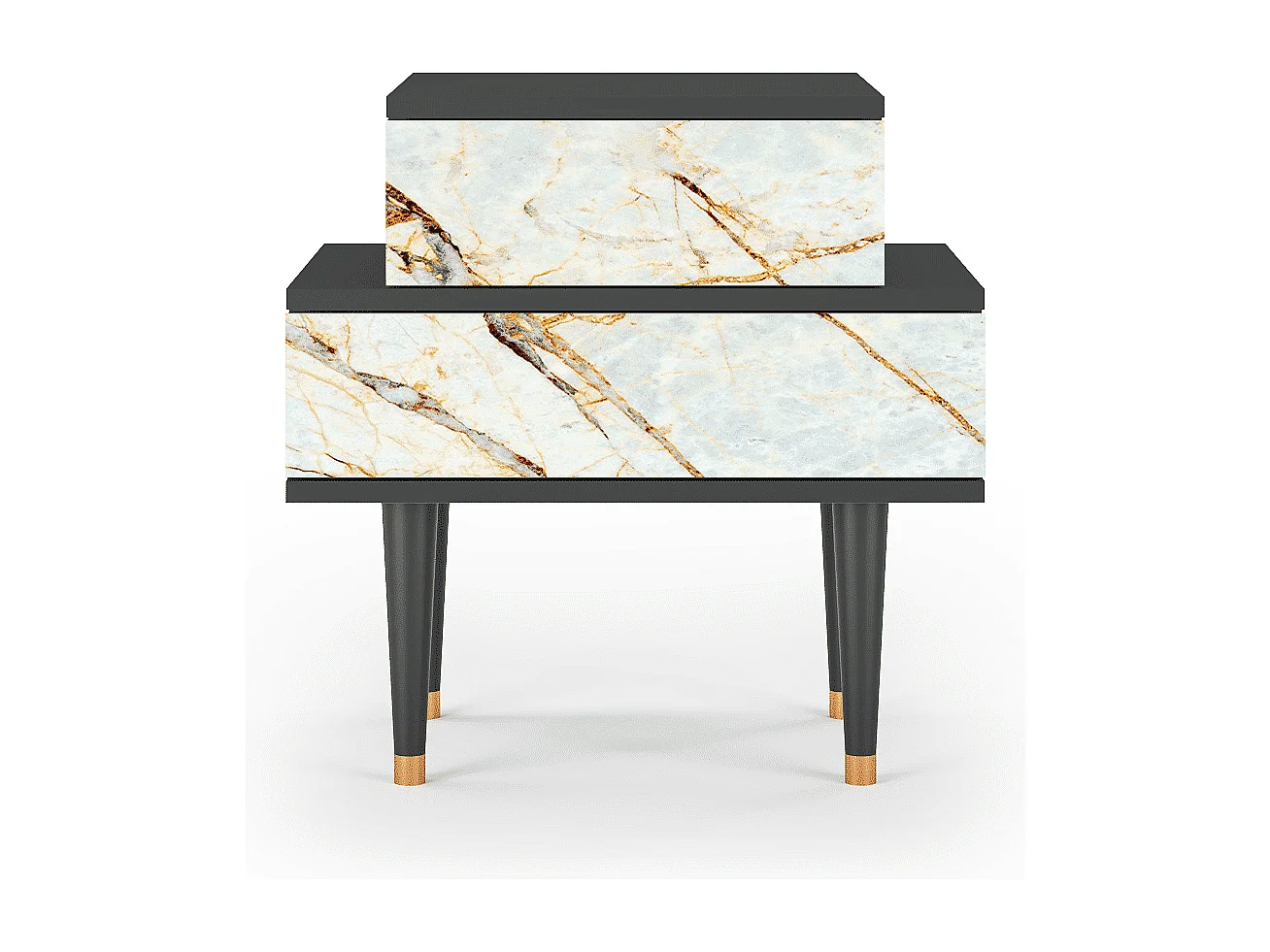 Table de nuit - 58х58х41 cm - NS1 - Sabley Marble, Anthracite