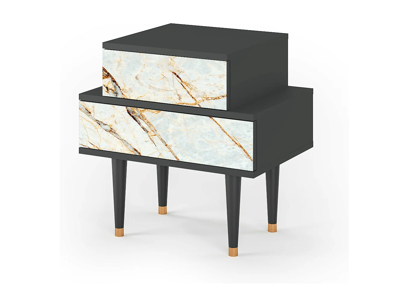 Table de nuit - 58х58х41 cm - NS1 - Sabley Marble, Anthracite