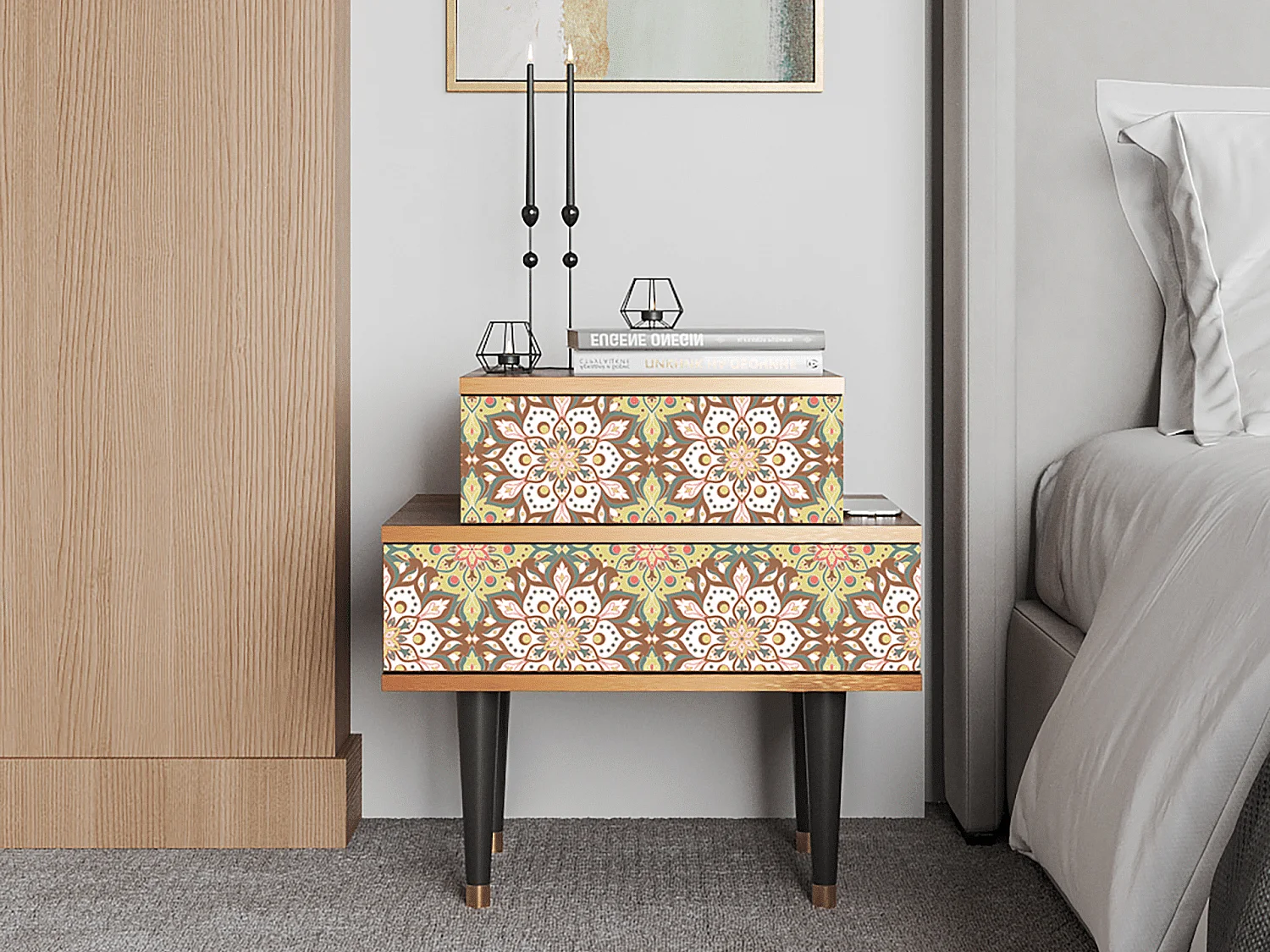 Nachtkastje - 58х58х41 cm - NS1 - Chinese Tea, Walnoot