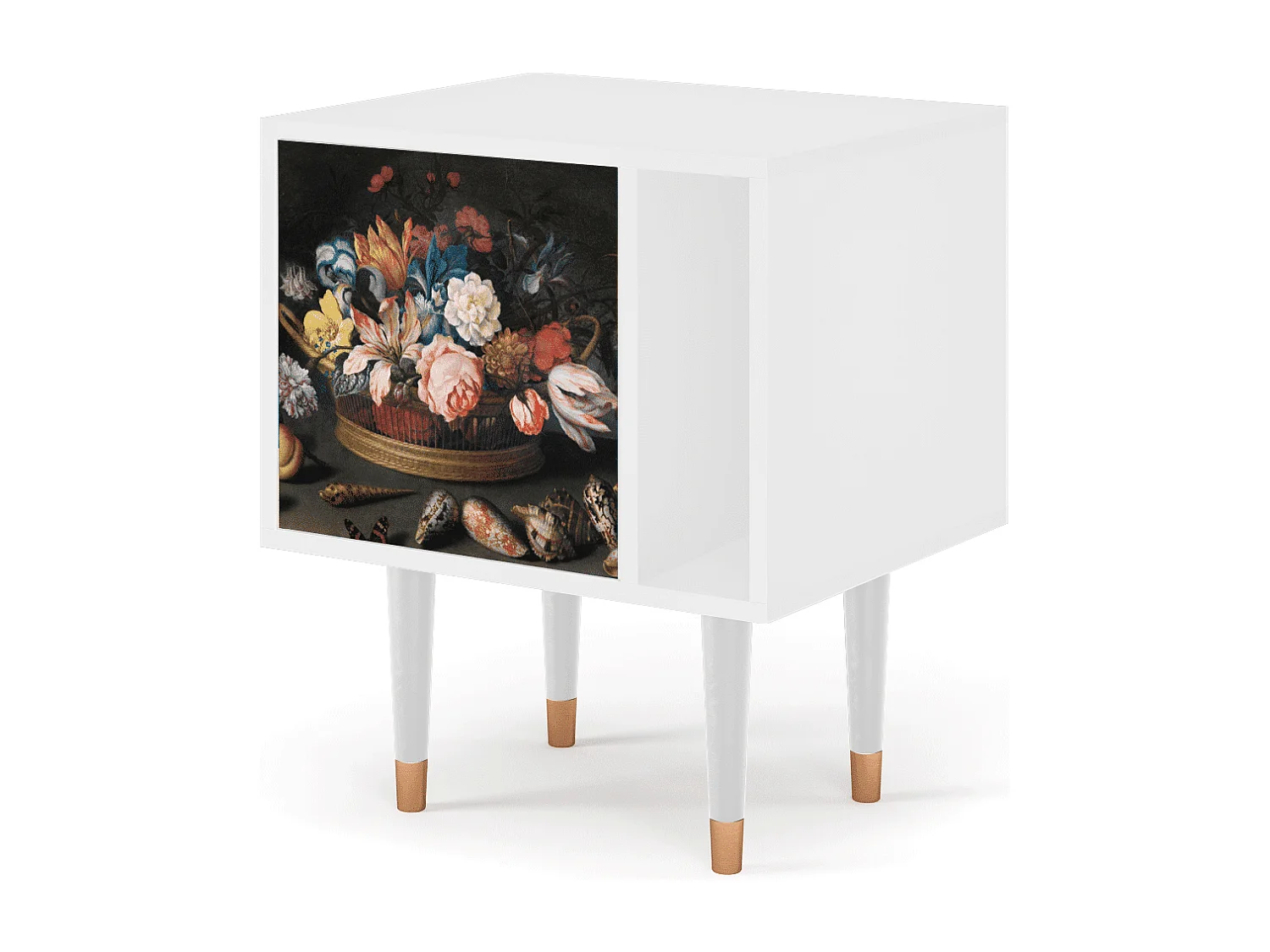 Table de nuit - 57х69х48 cm - S2 - Still Life with Flowers, Blanc