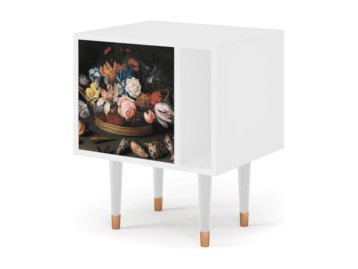 Table de nuit - 57х69х48 cm - S2 - Still Life with Flowers, Blanc