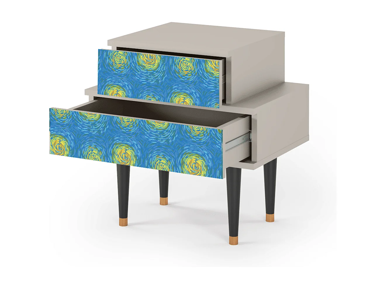 Stolik nocny - 58х58х41 cm - NS1 - Van Gogh Lights, Piaskowy