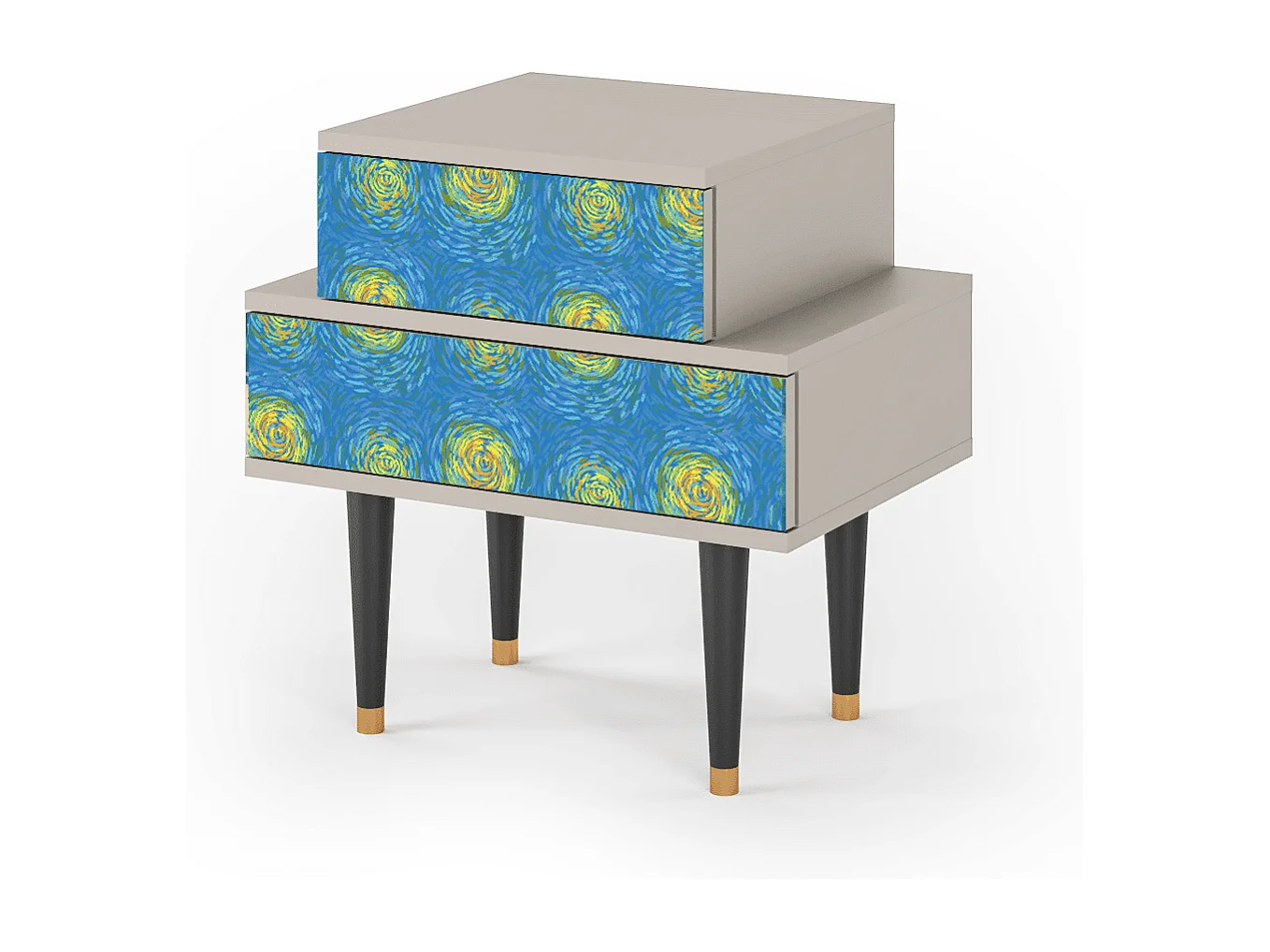 Stolik nocny - 58х58х41 cm - NS1 - Van Gogh Lights, Piaskowy