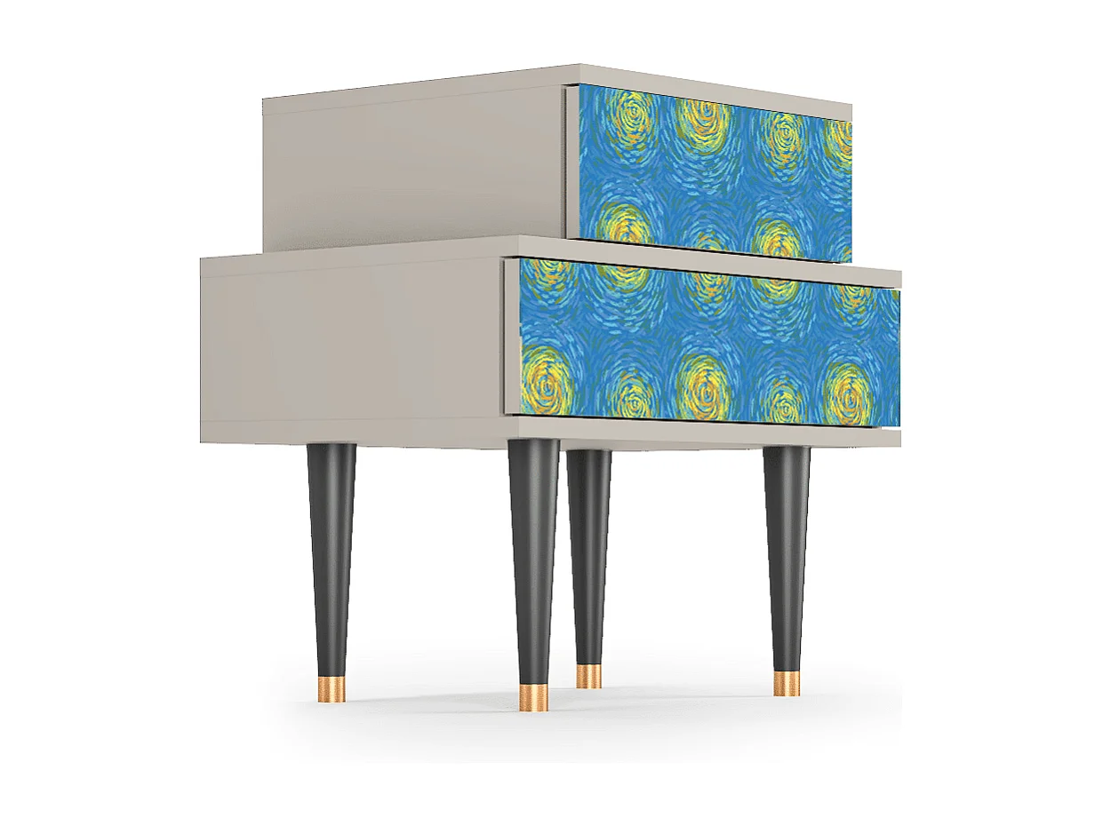 Stolik nocny - 58х58х41 cm - NS1 - Van Gogh Lights, Piaskowy