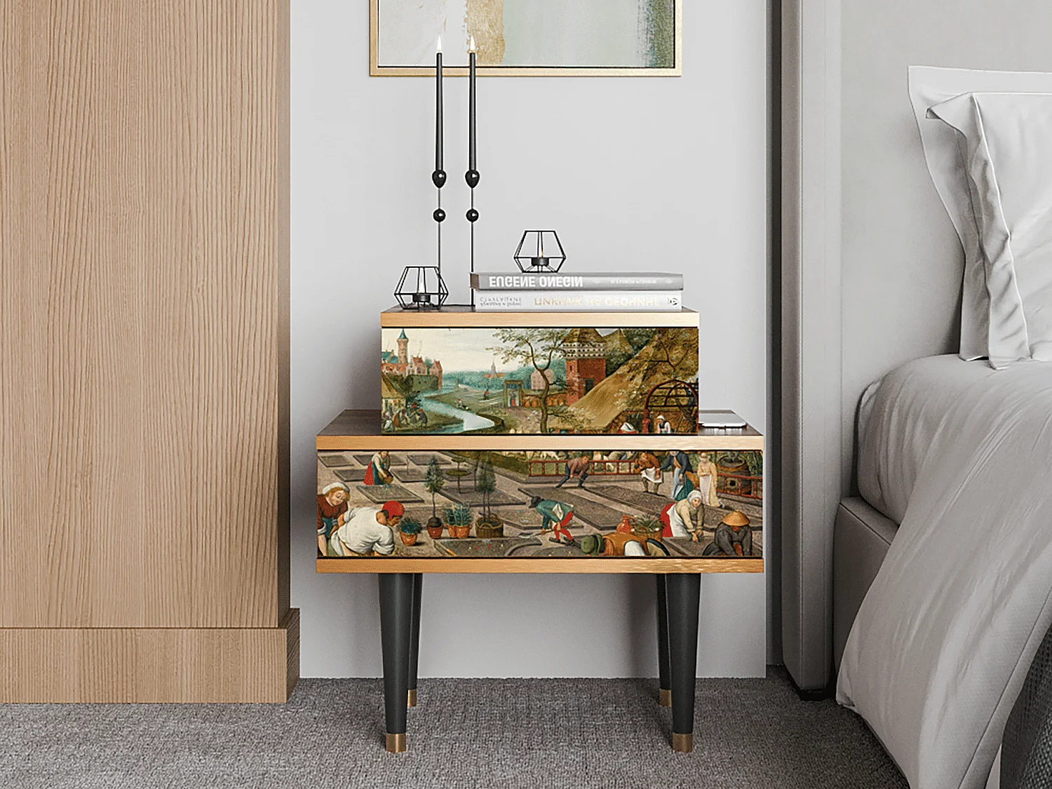 Comodino - 58х58х41 cm - NS1 - The Younger - Spring, Noce