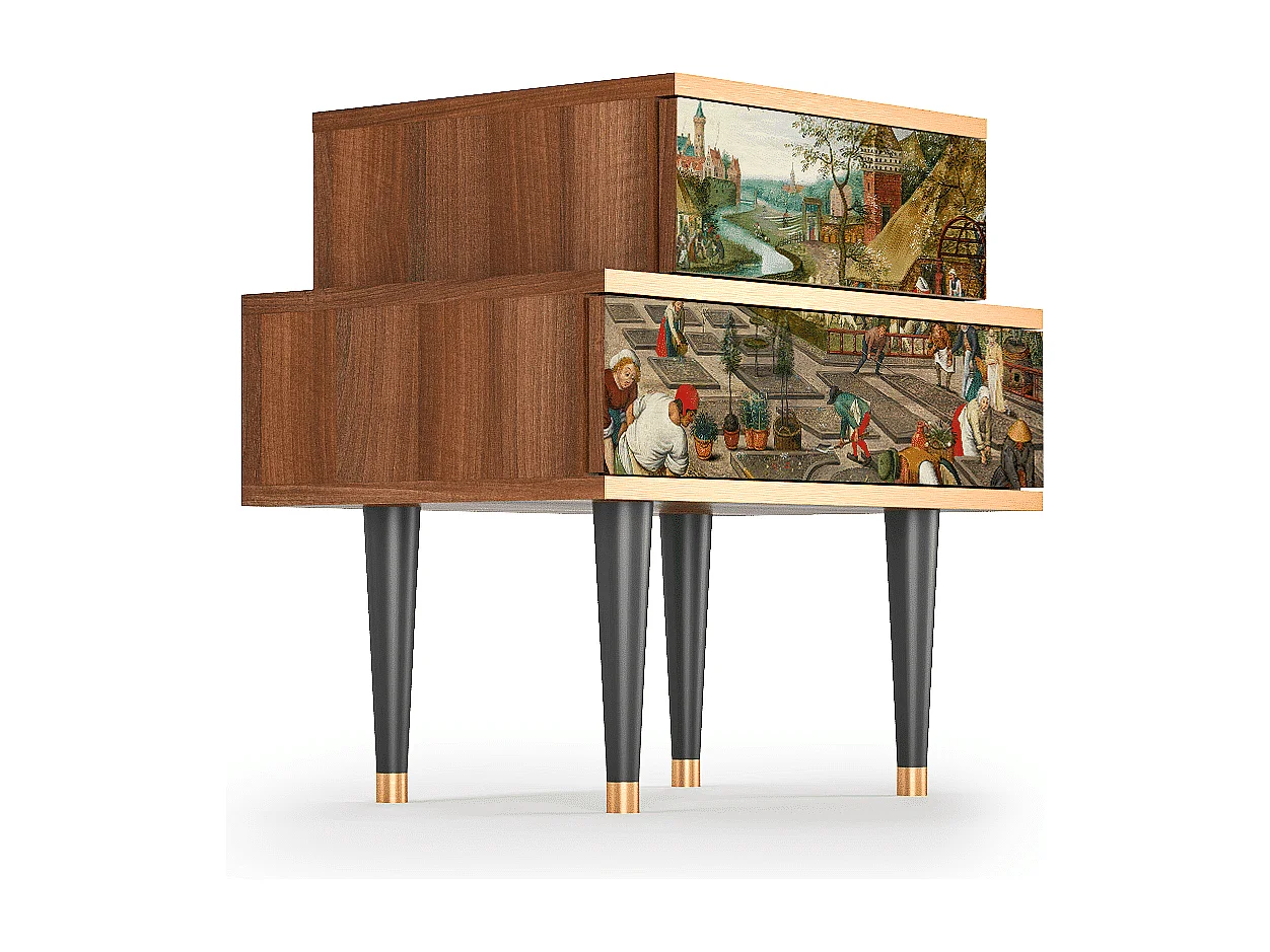 Comodino - 58х58х41 cm - NS1 - The Younger - Spring, Noce