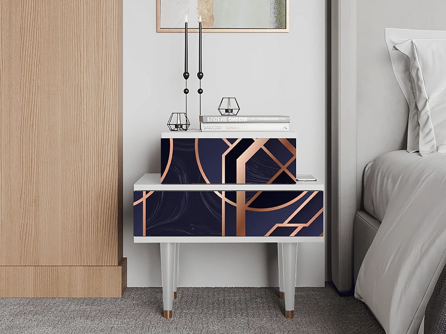 Criado-mudo - 58х58х41 cm - NS1 - Purple Temple, Branco