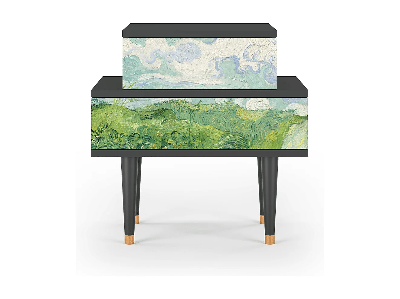 Stolik nocny - 58х58х41 cm - NS1 - Green Wheat Fields, Antracyt