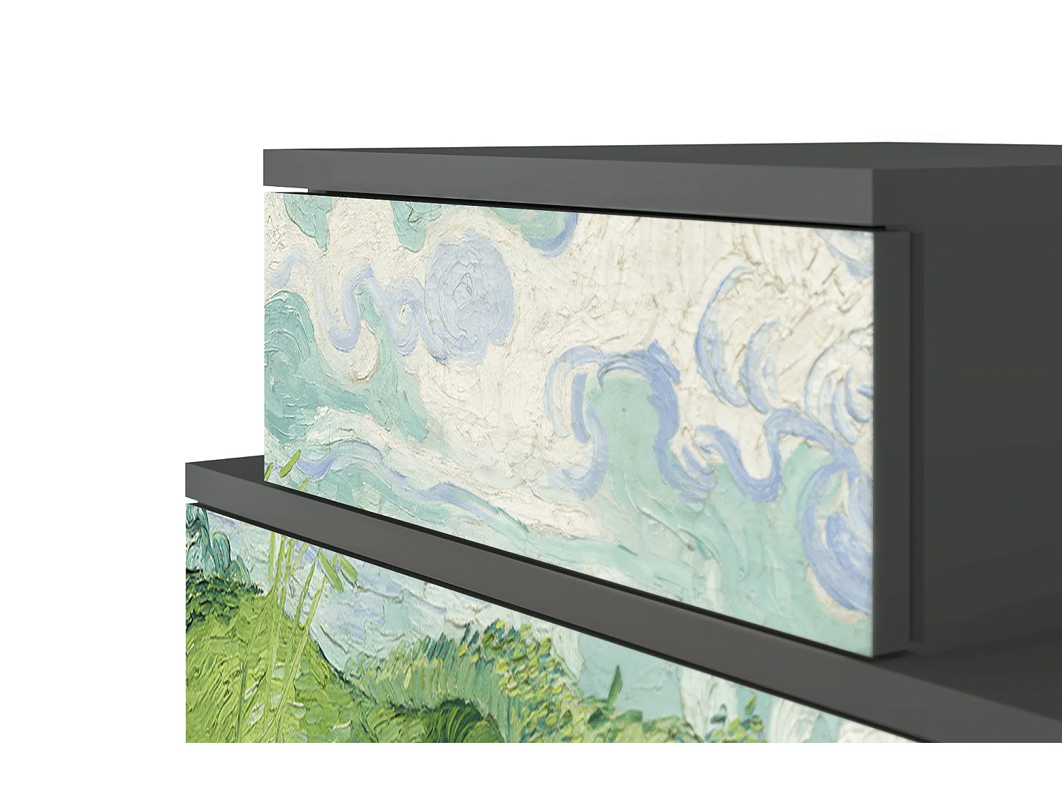 Stolik nocny - 58х58х41 cm - NS1 - Green Wheat Fields, Antracyt