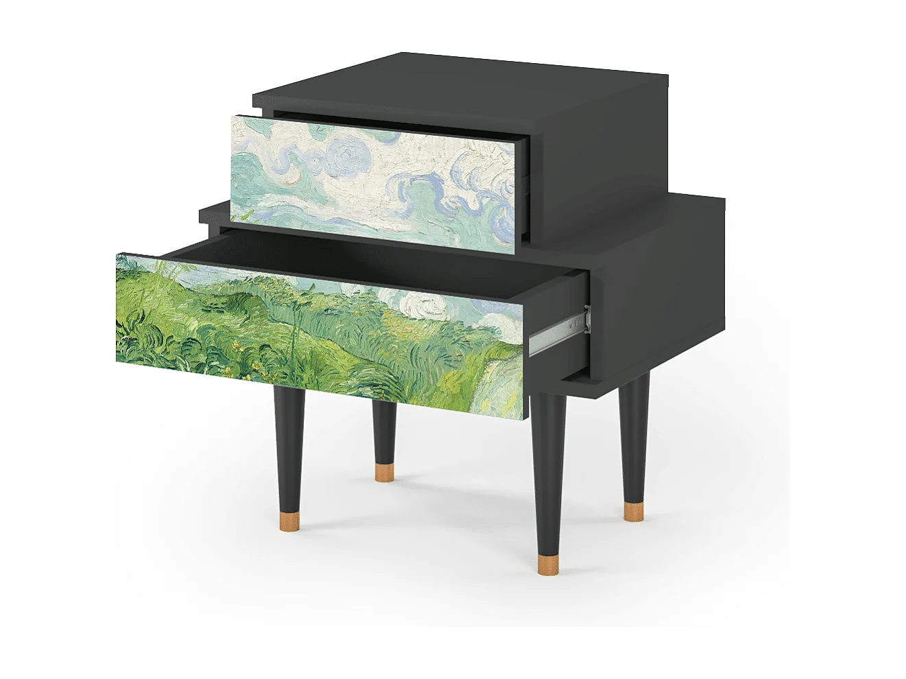 Stolik nocny - 58х58х41 cm - NS1 - Green Wheat Fields, Antracyt