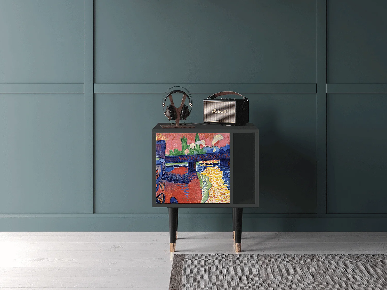 Stolik nocny - 57х69х48 cm - S2 - Charing Cross Bridge, Antracyt