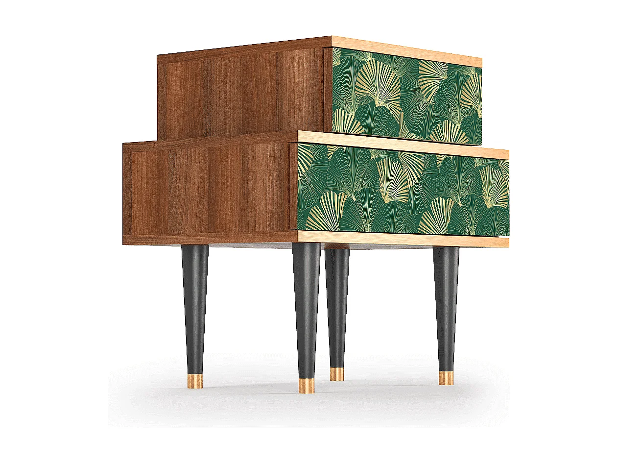 Stolik nocny - 58х58х41 cm - NS1 - Gold Ginkgo, Orzech