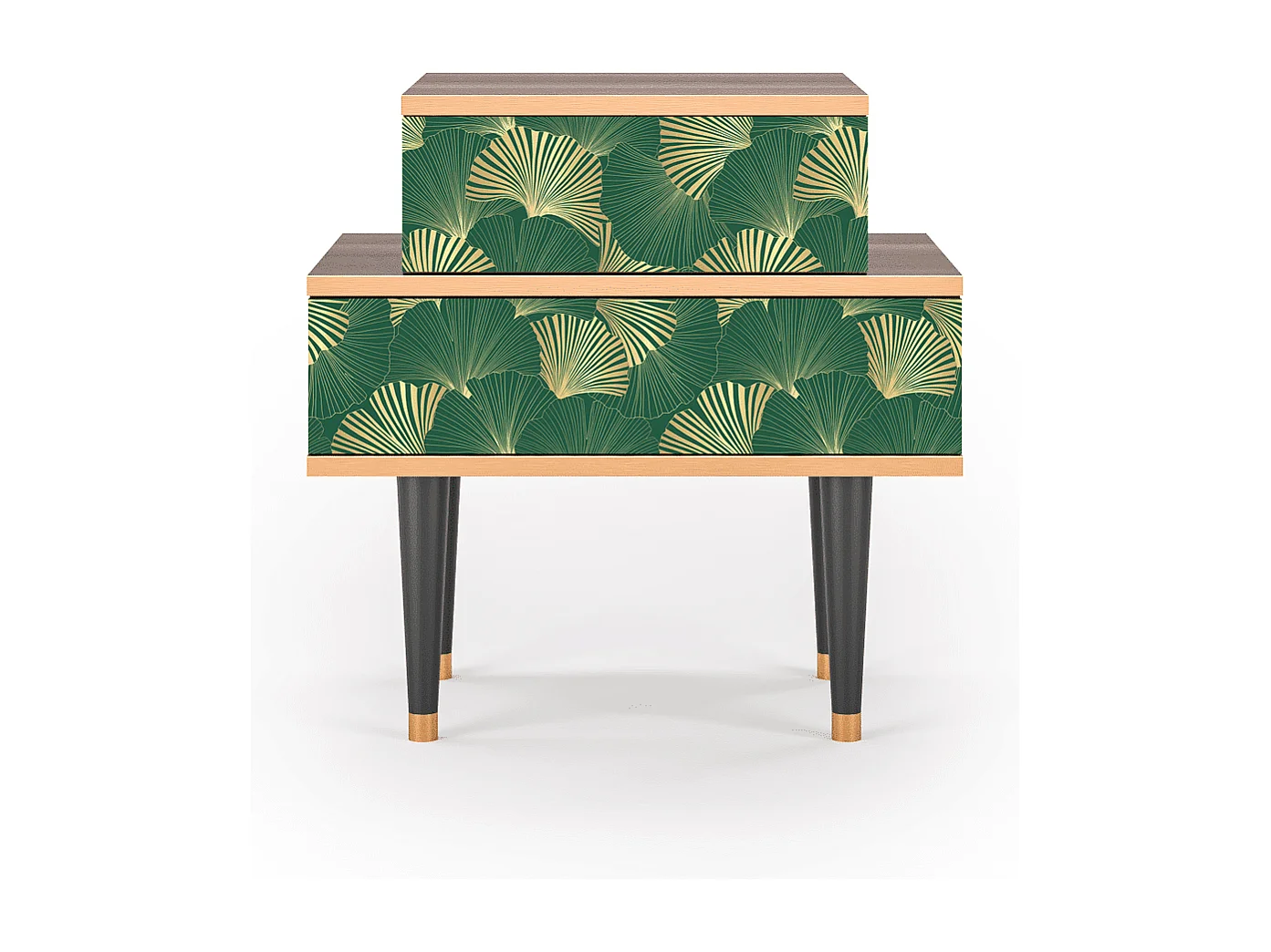 Table de nuit - 58х58х41 cm - NS1 - Gold Ginkgo, Noyer