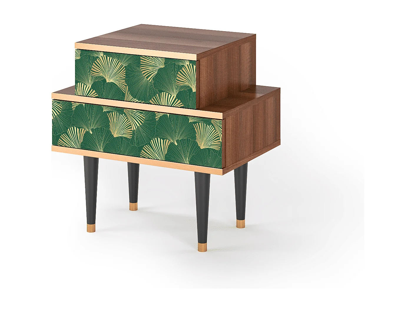 Table de nuit - 58х58х41 cm - NS1 - Gold Ginkgo, Noyer