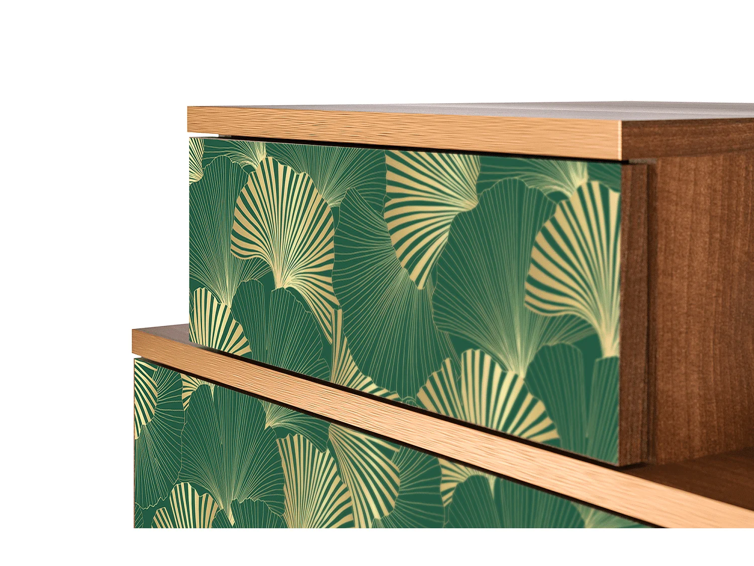 Table de nuit - 58х58х41 cm - NS1 - Gold Ginkgo, Noyer