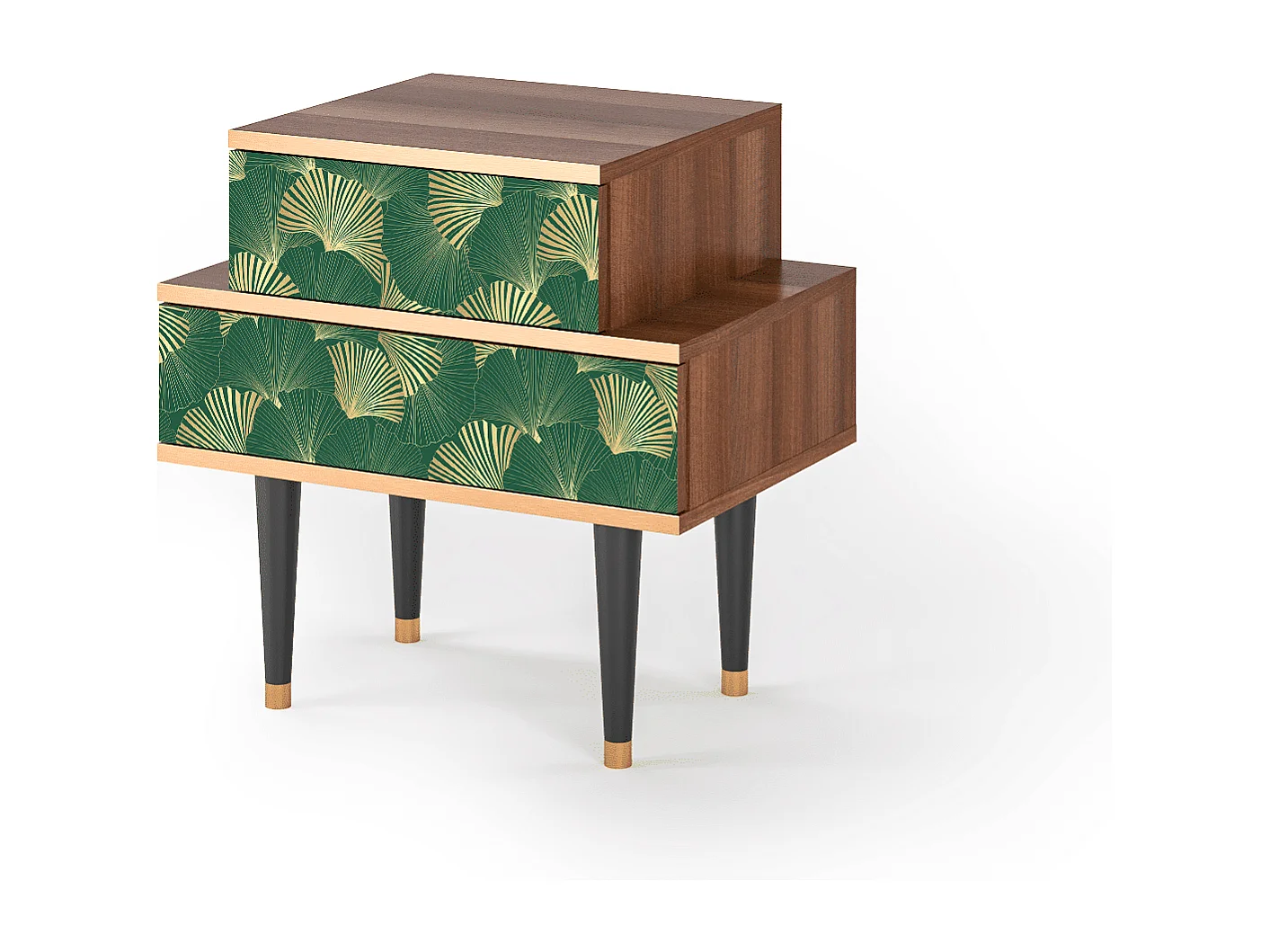 Stolik nocny - 58х58х41 cm - NS1 - Gold Ginkgo, Orzech