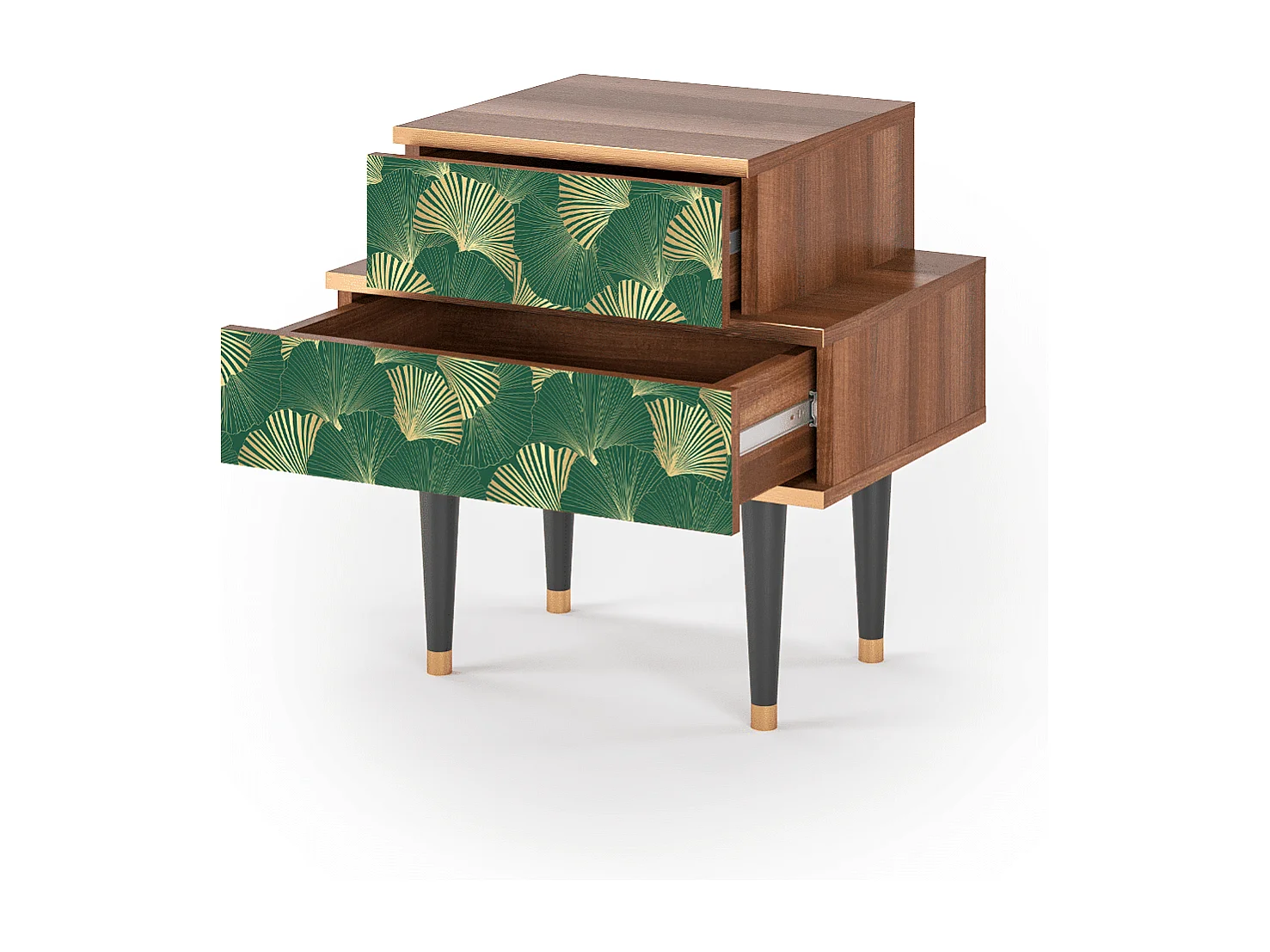 Stolik nocny - 58х58х41 cm - NS1 - Gold Ginkgo, Orzech