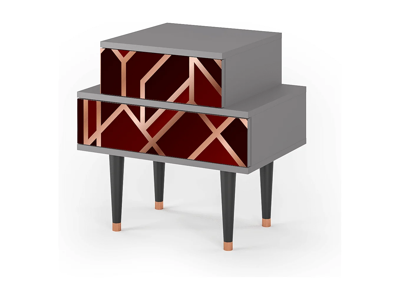 Comodino - 58х58х41 cm - NS1 - Velvet 1920's, Grigio