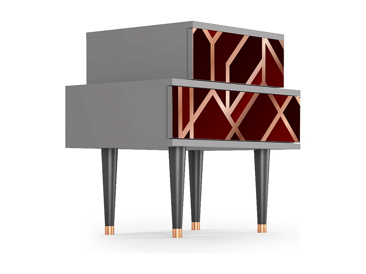 Comodino - 58х58х41 cm - NS1 - Velvet 1920's, Grigio