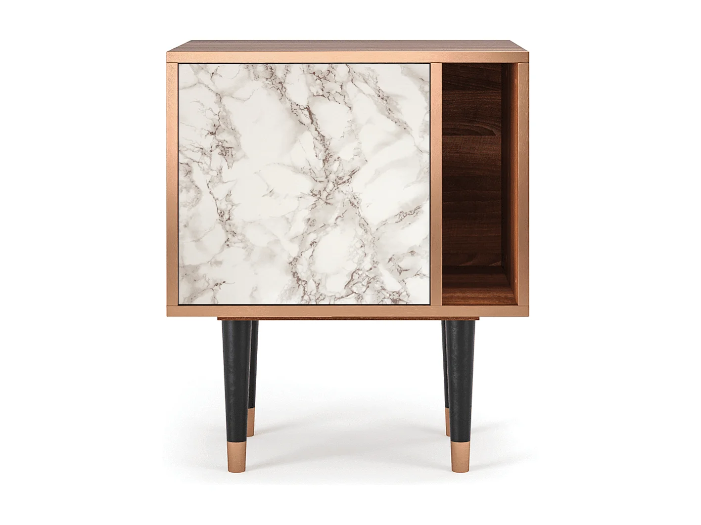 Table de nuit - 57х69х48 cm - S2 - Milk Marble, Noyer