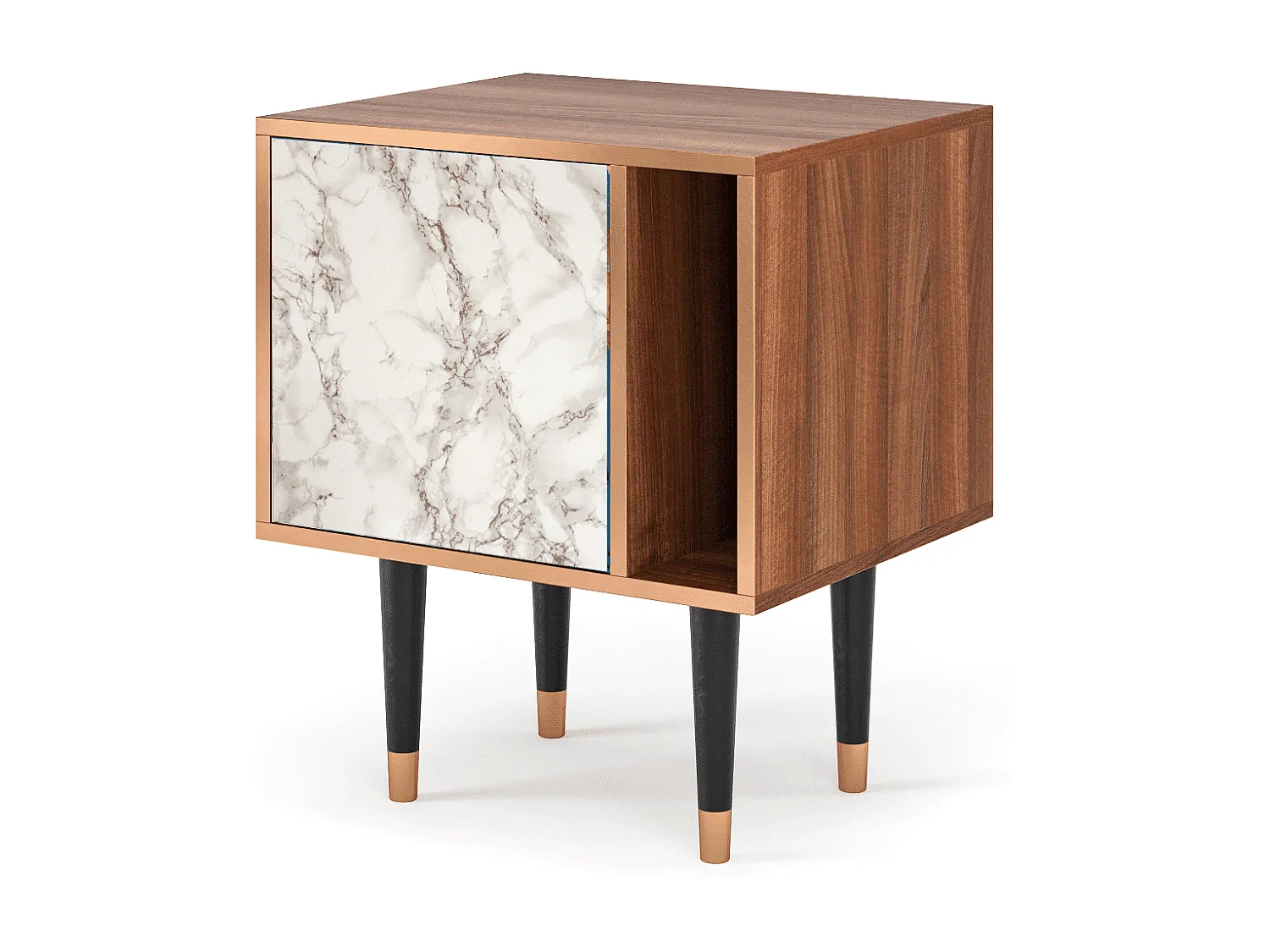 Table de nuit - 57х69х48 cm - S2 - Milk Marble, Noyer