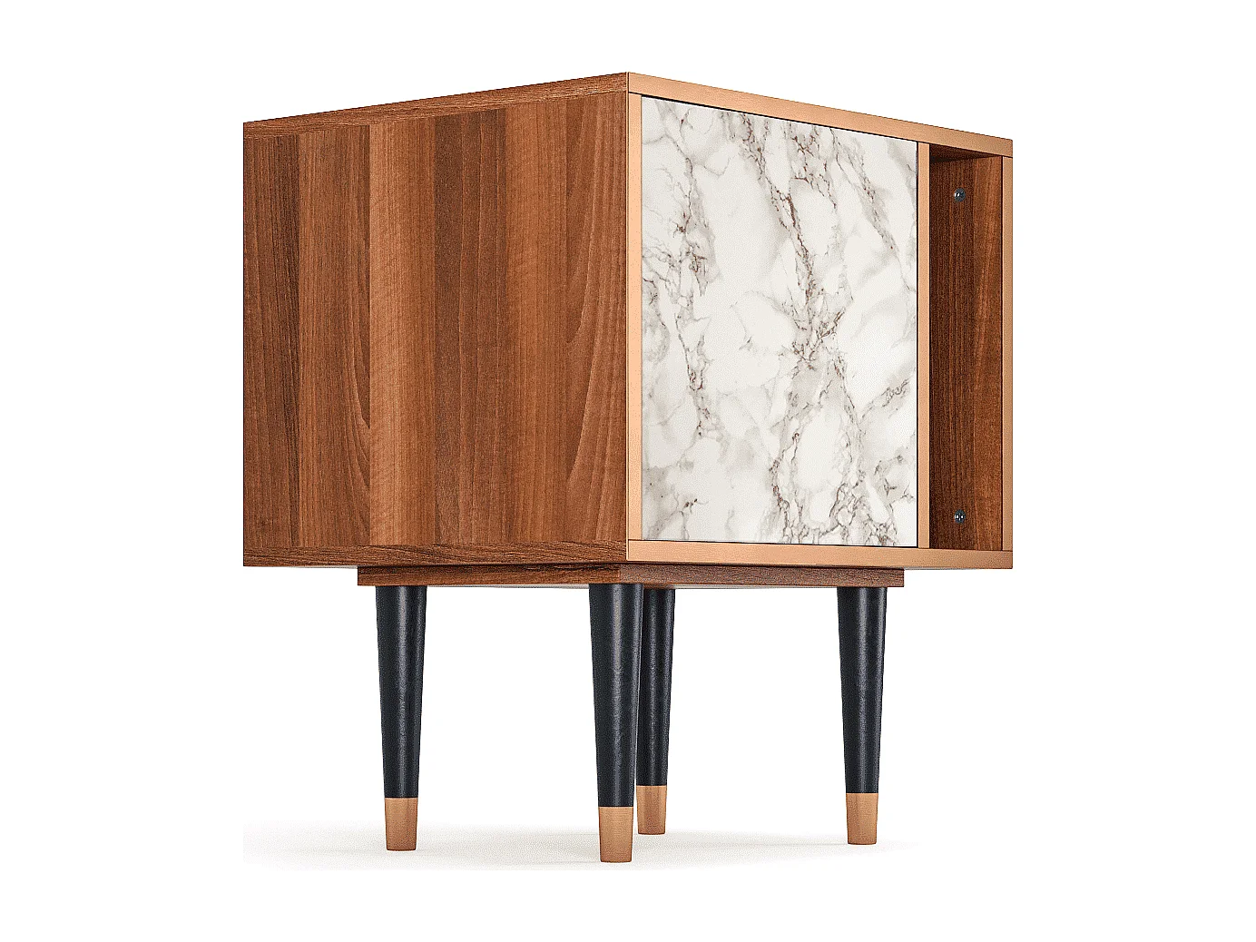 Table de nuit - 57х69х48 cm - S2 - Milk Marble, Noyer