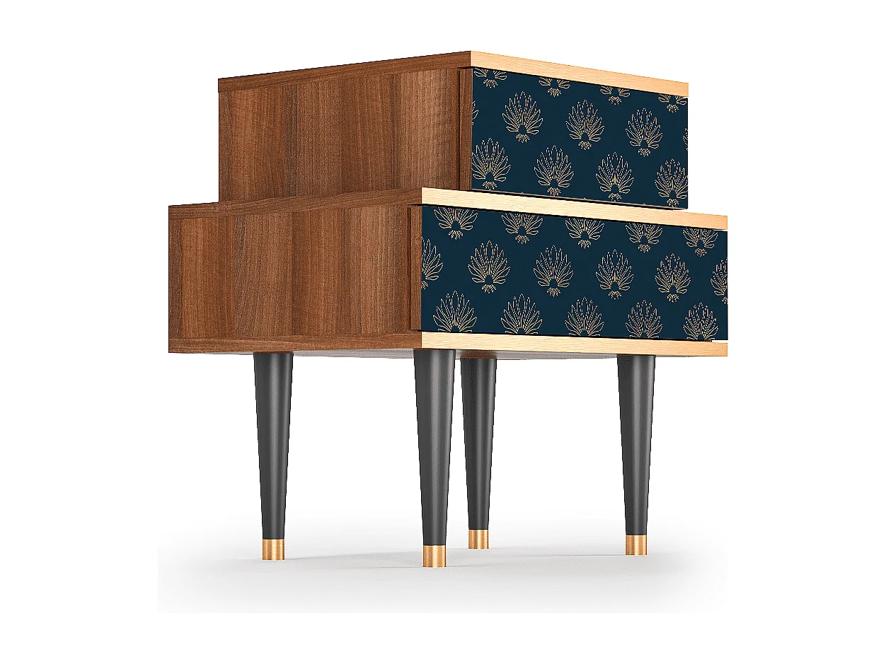 Criado-mudo - 58х58х41 cm - NS1 - Blue Lotus, Nogueira