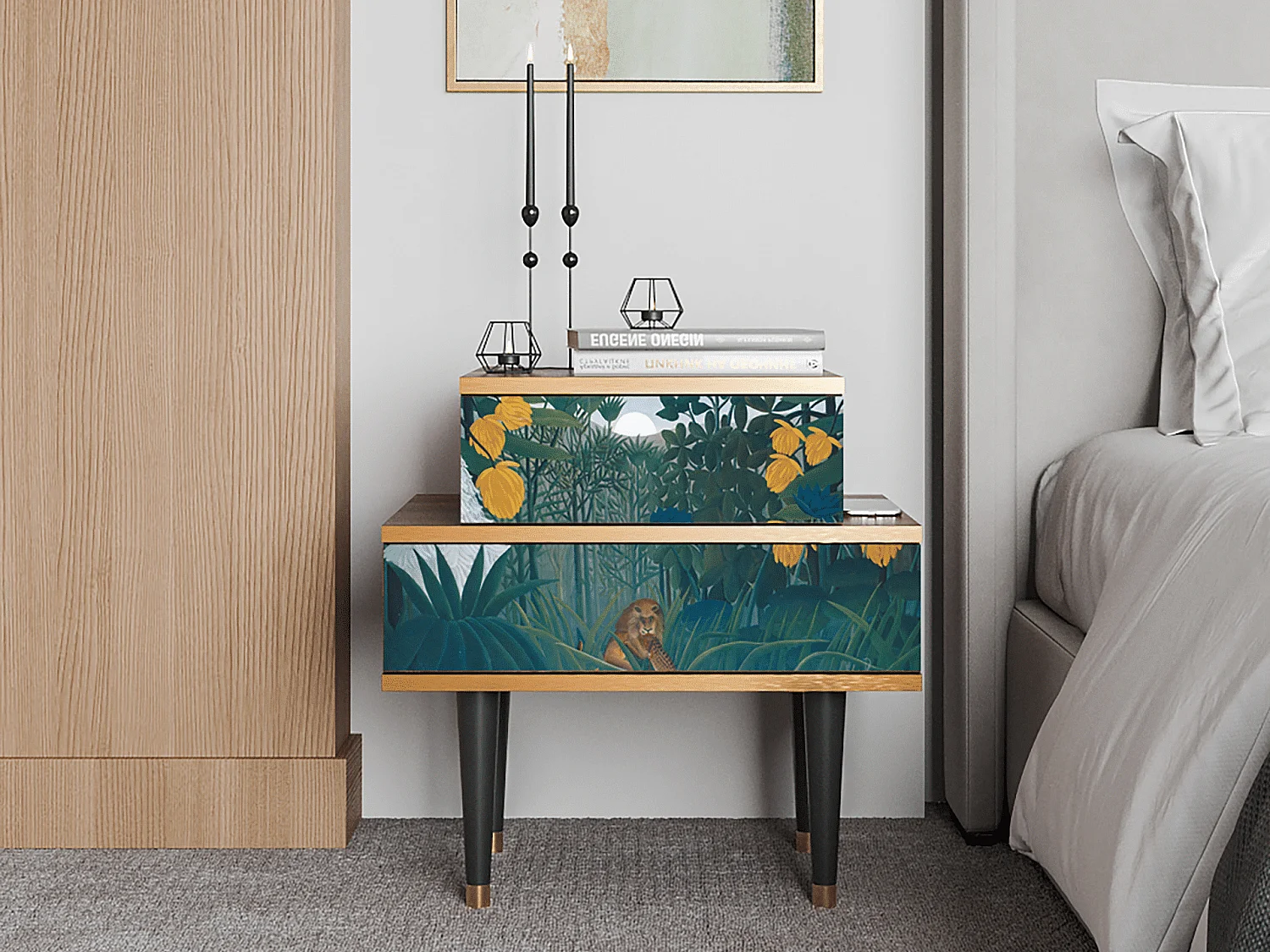 Table de nuit - 58х58х41 cm - NS1 - The Repast of the Lion, Noyer