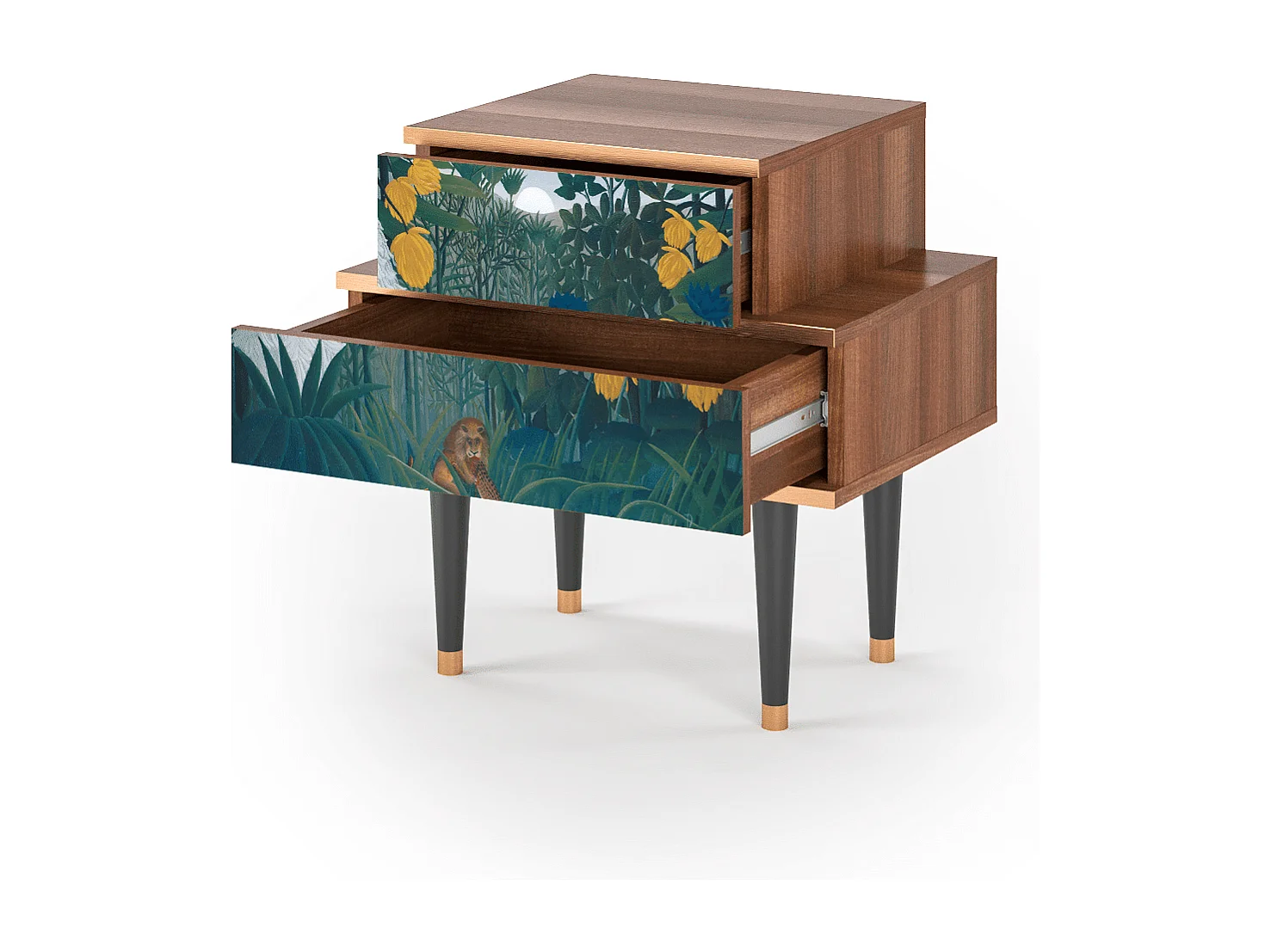 Stolik nocny - 58х58х41 cm - NS1 - The Repast of the Lion, Orzech