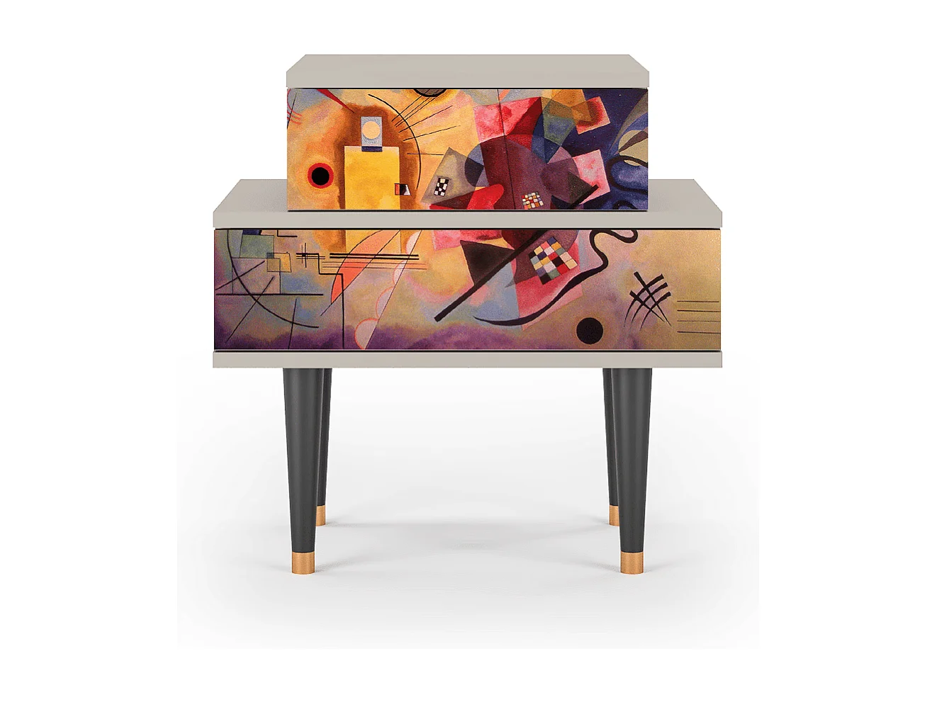 Stolik nocny - 58х58х41 cm - NS1 - Modern Art, Piaskowy