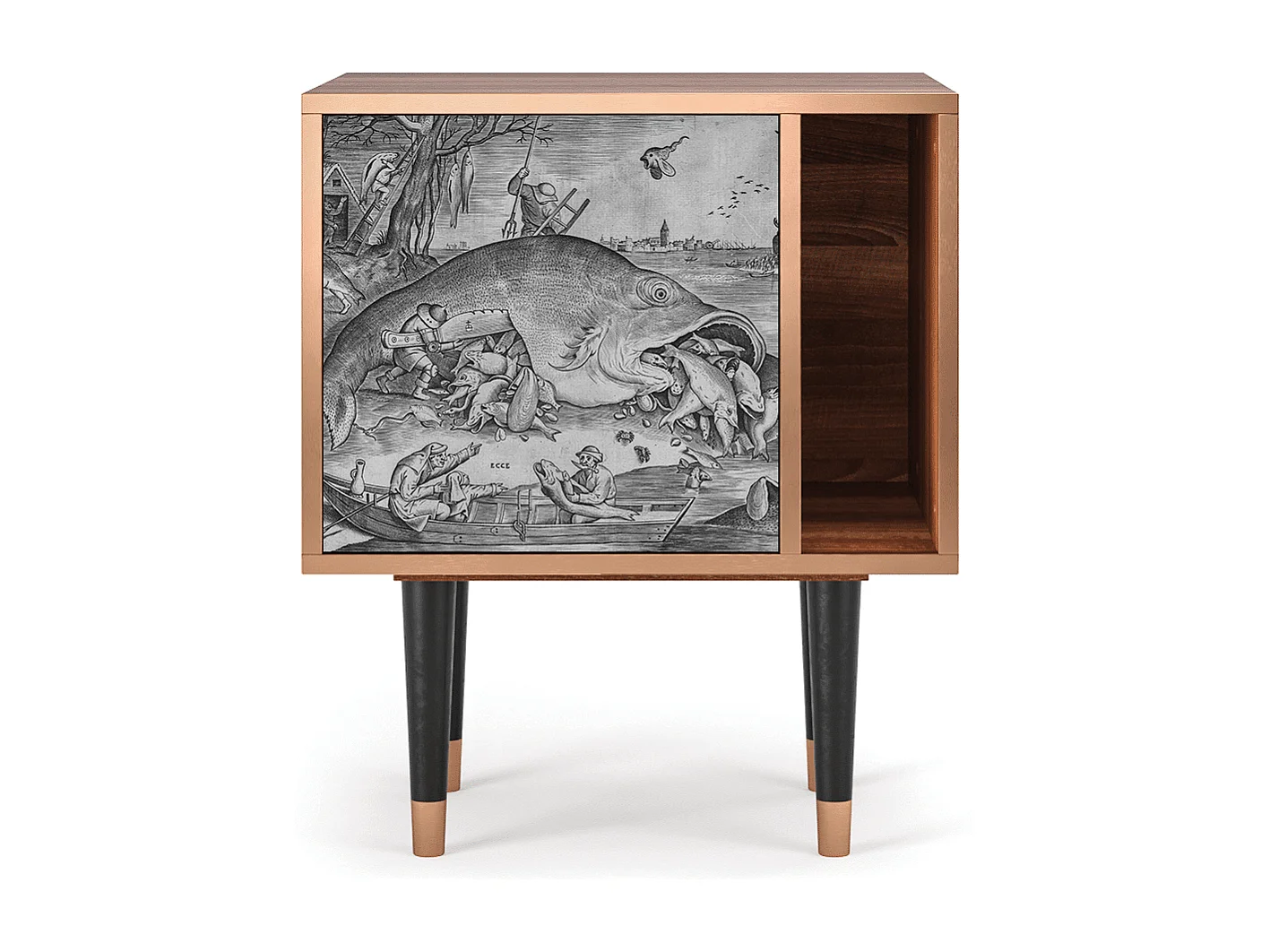 Table de nuit - 57х69х48 cm - S2 - Big Fish Eat Little, Noyer