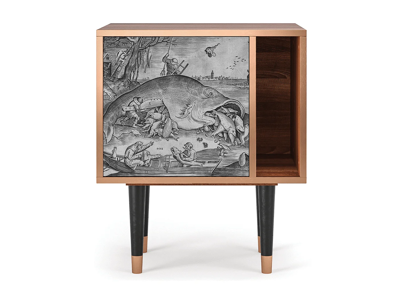 Table de nuit - 57х69х48 cm - S2 - Big Fish Eat Little, Noyer