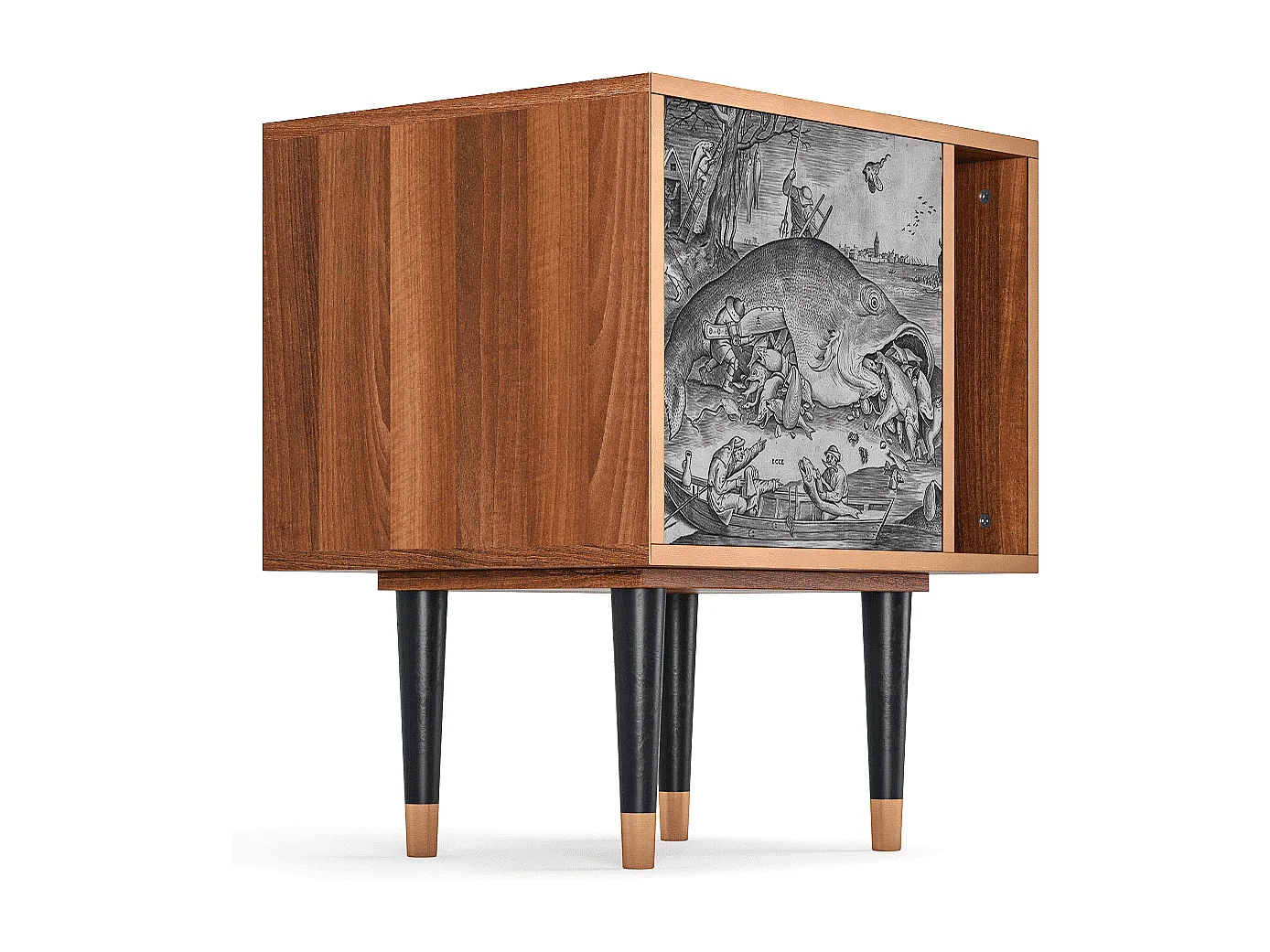 Table de nuit - 57х69х48 cm - S2 - Big Fish Eat Little, Noyer