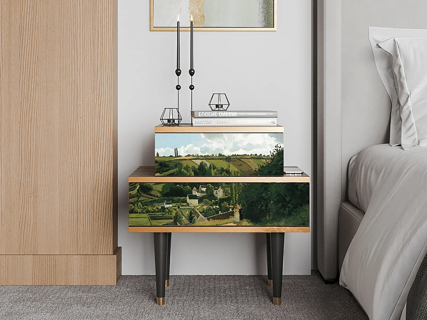 Stolik nocny - 58х58х41 cm - NS1 - Jalais Hill by Pissarro, Orzech