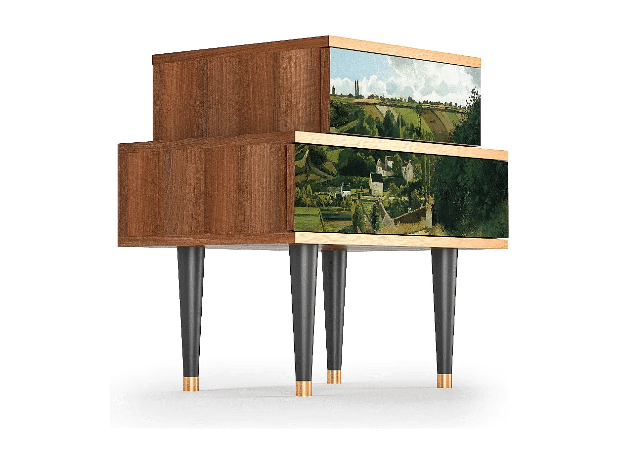 Stolik nocny - 58х58х41 cm - NS1 - Jalais Hill by Pissarro, Orzech