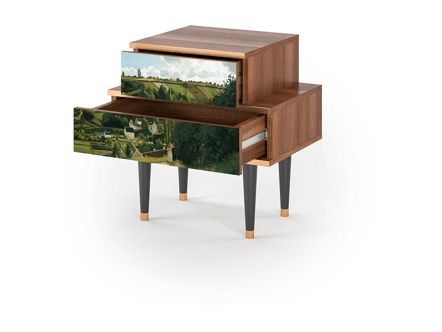 Stolik nocny - 58х58х41 cm - NS1 - Jalais Hill by Pissarro, Orzech