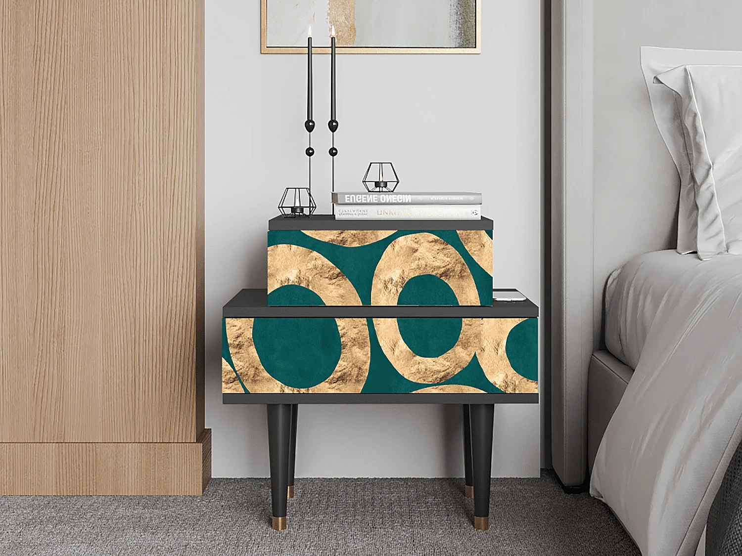 Table de nuit - 58х58х41 cm - NS1 - Zircon Sphere, Anthracite