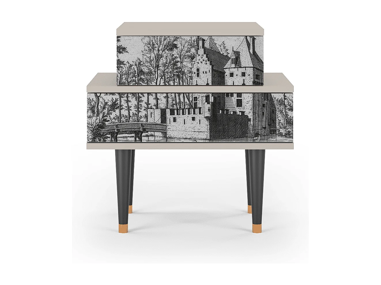 Stolik nocny - 58х58х41 cm - NS1 - Castle by Breugel, Piaskowy