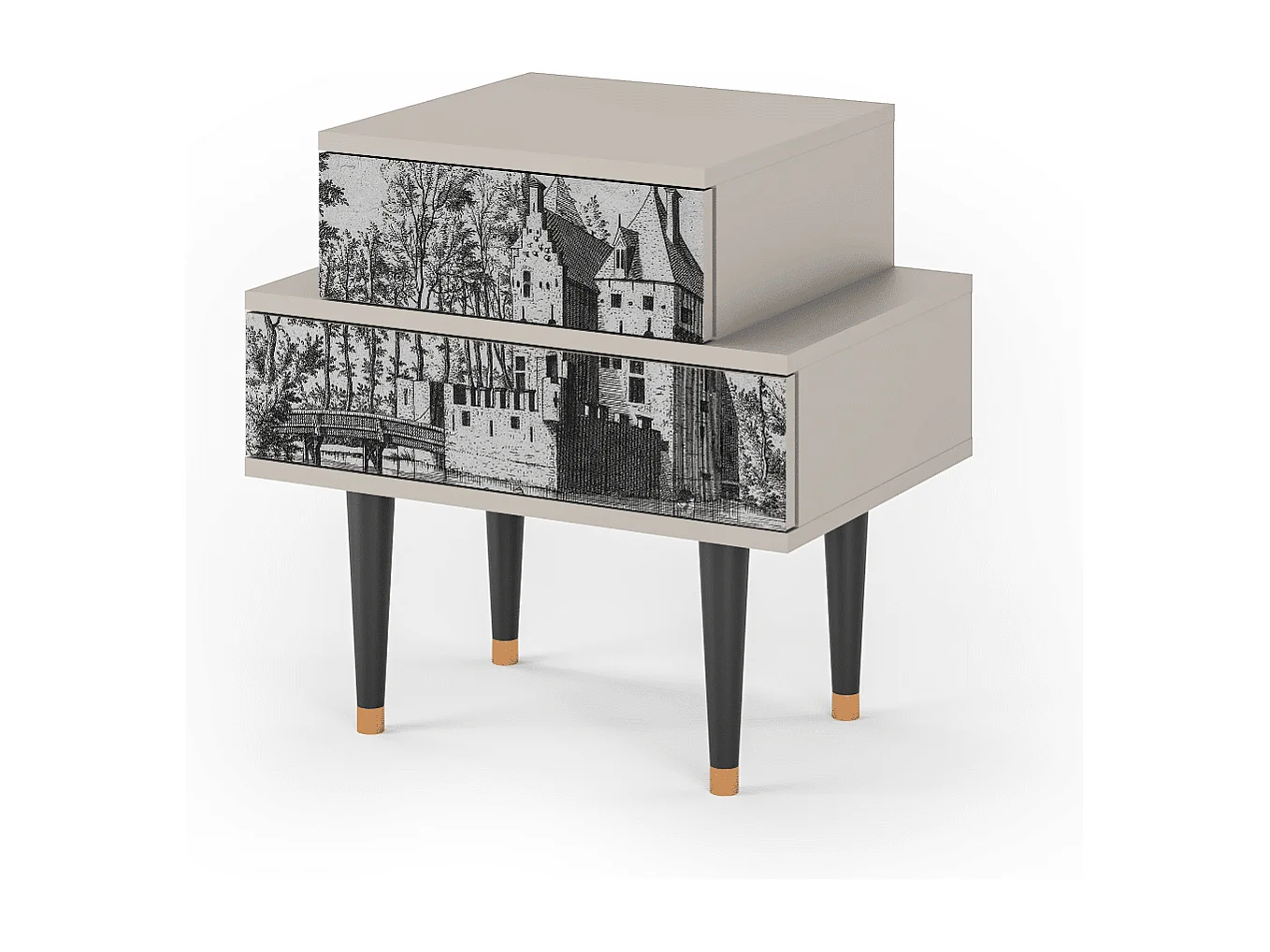 Stolik nocny - 58х58х41 cm - NS1 - Castle by Breugel, Piaskowy