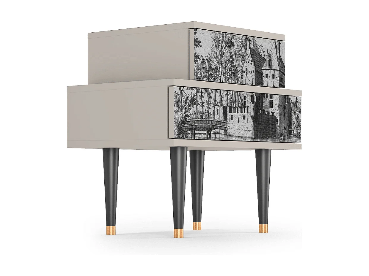 Stolik nocny - 58х58х41 cm - NS1 - Castle by Breugel, Piaskowy