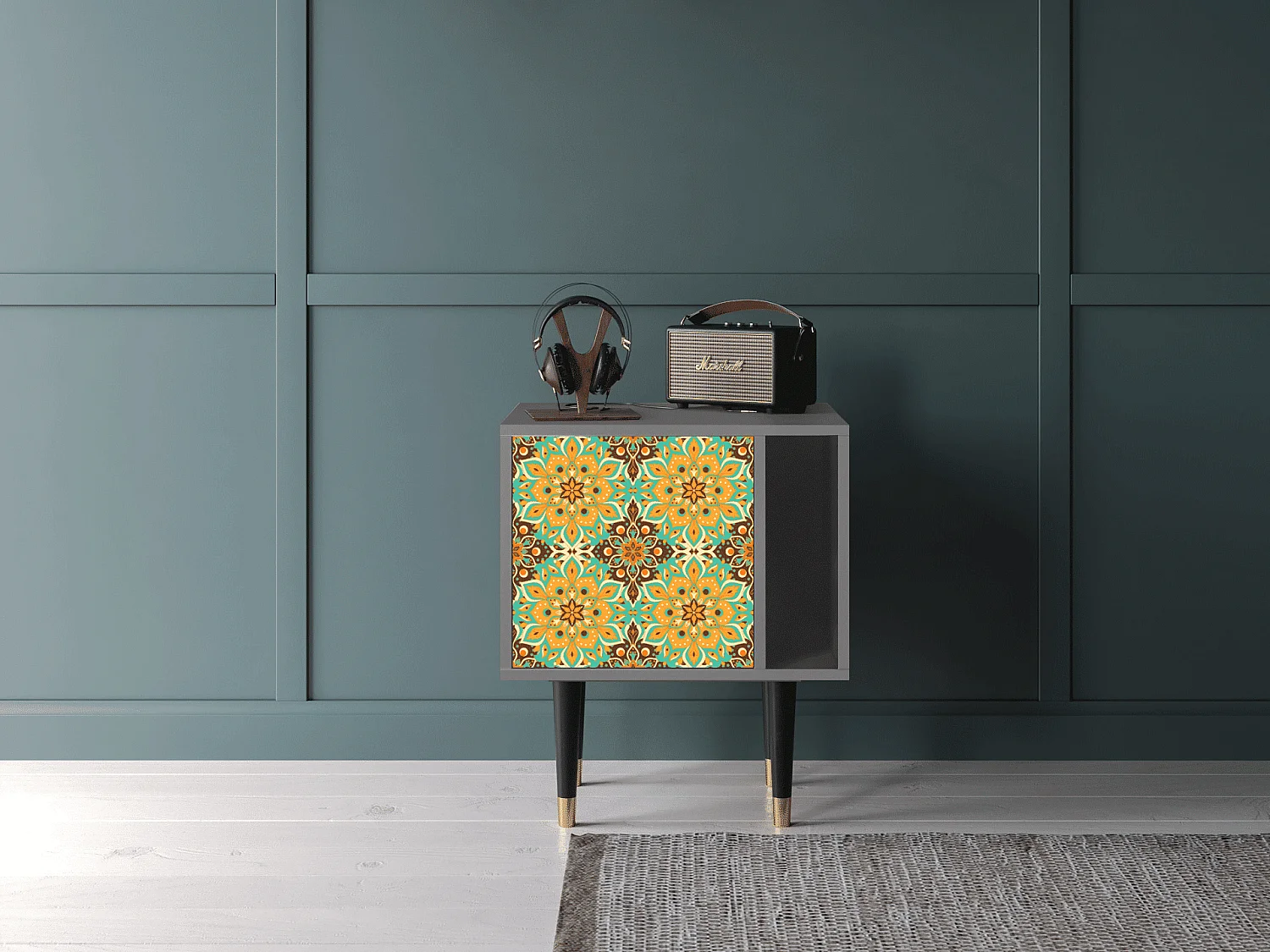 Stolik nocny - 57х69х48 cm - S2 - Indian Spices, Szary