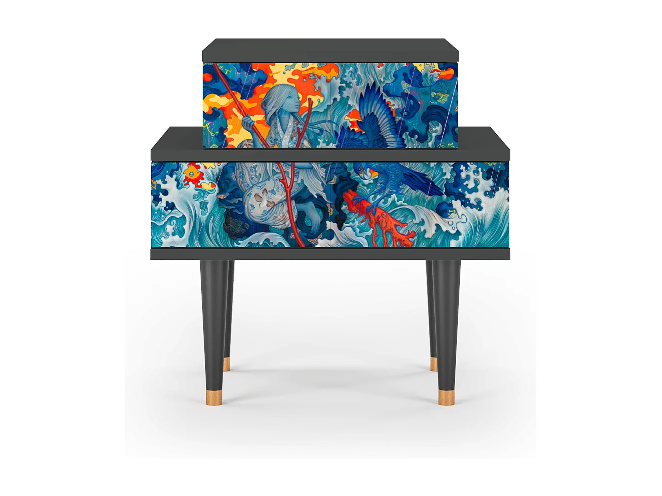 Table de nuit - 58х58х41 cm - NS1 - The Girl - James Jean, Anthracite