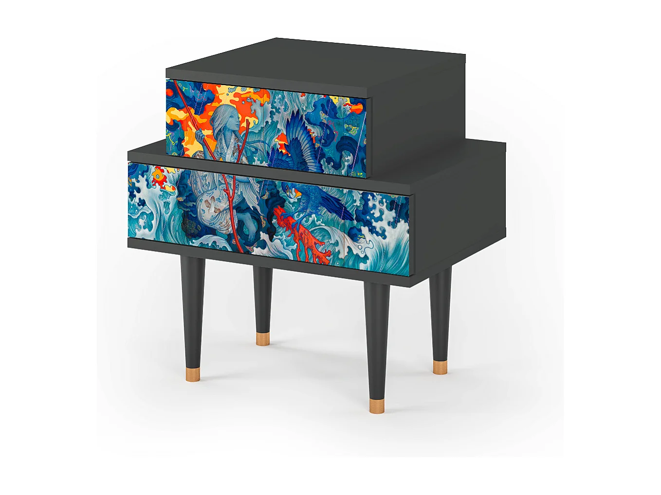 Table de nuit - 58х58х41 cm - NS1 - The Girl - James Jean, Anthracite