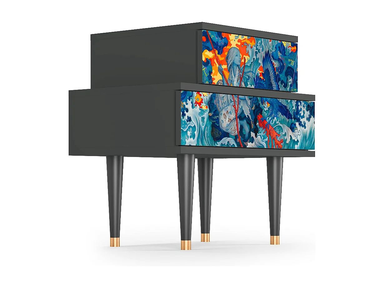 Table de nuit - 58х58х41 cm - NS1 - The Girl - James Jean, Anthracite