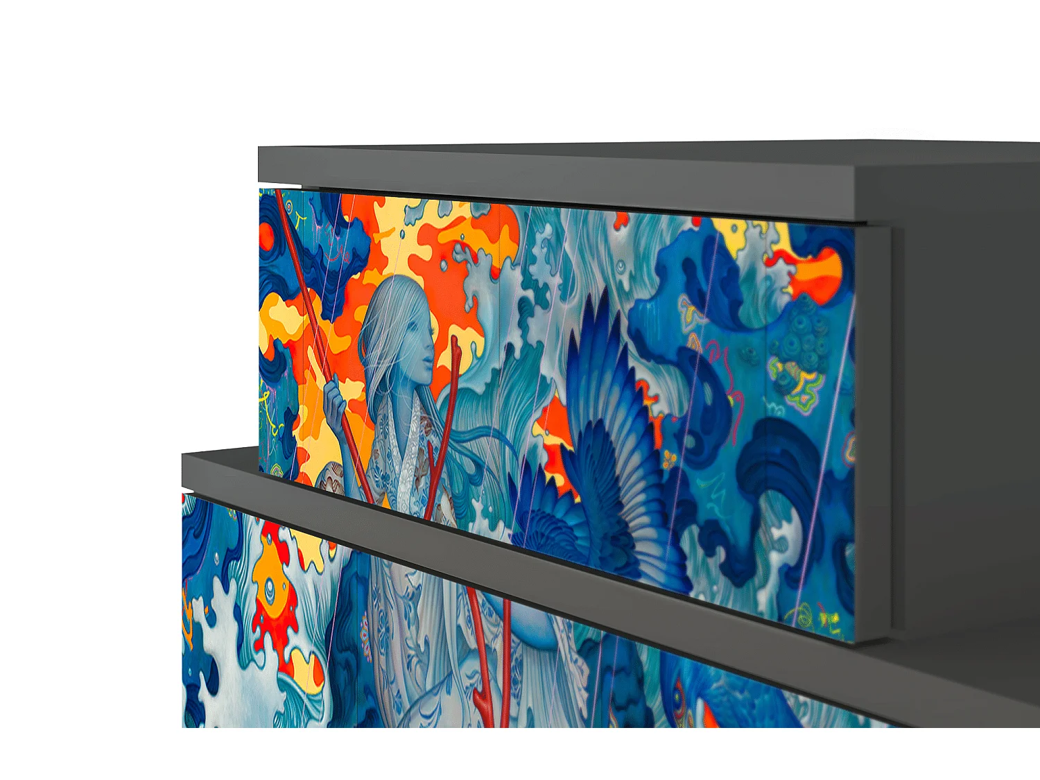 Table de nuit - 58х58х41 cm - NS1 - The Girl - James Jean, Anthracite