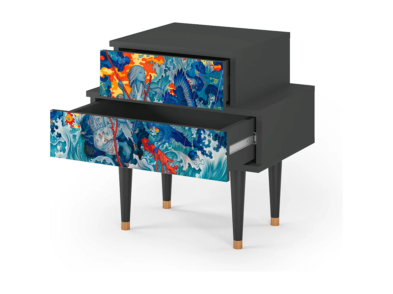 Table de nuit - 58х58х41 cm - NS1 - The Girl - James Jean, Anthracite