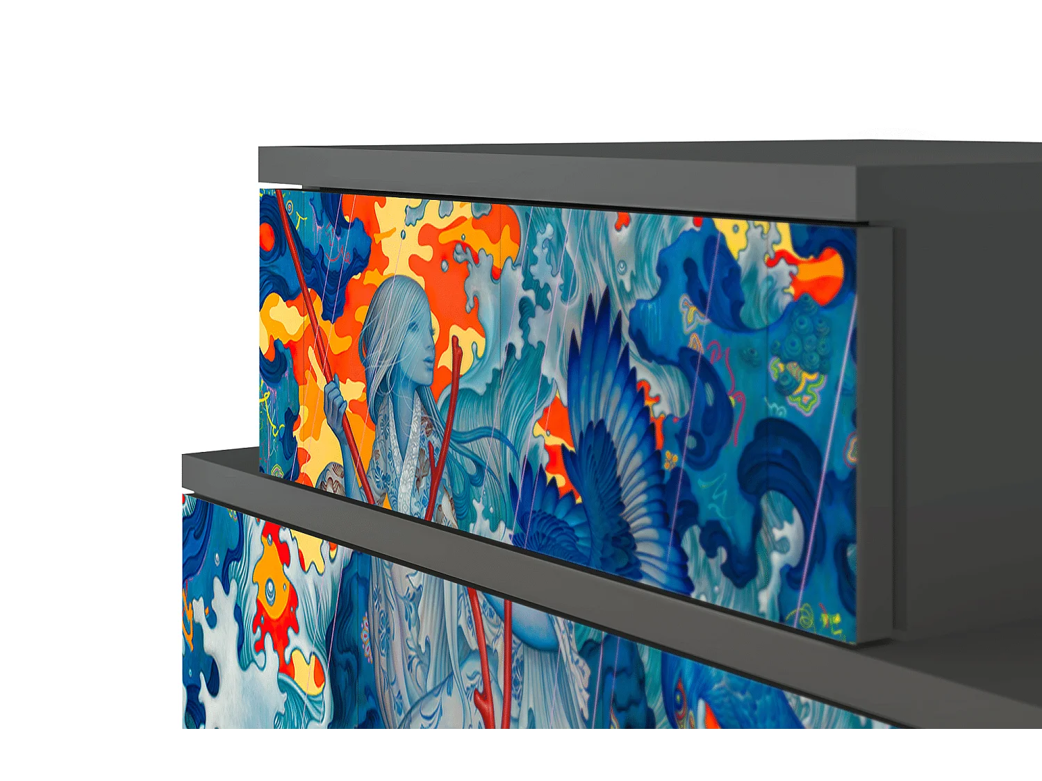 Stolik nocny - 58х58х41 cm - NS1 - The Girl - James Jean, Antracyt