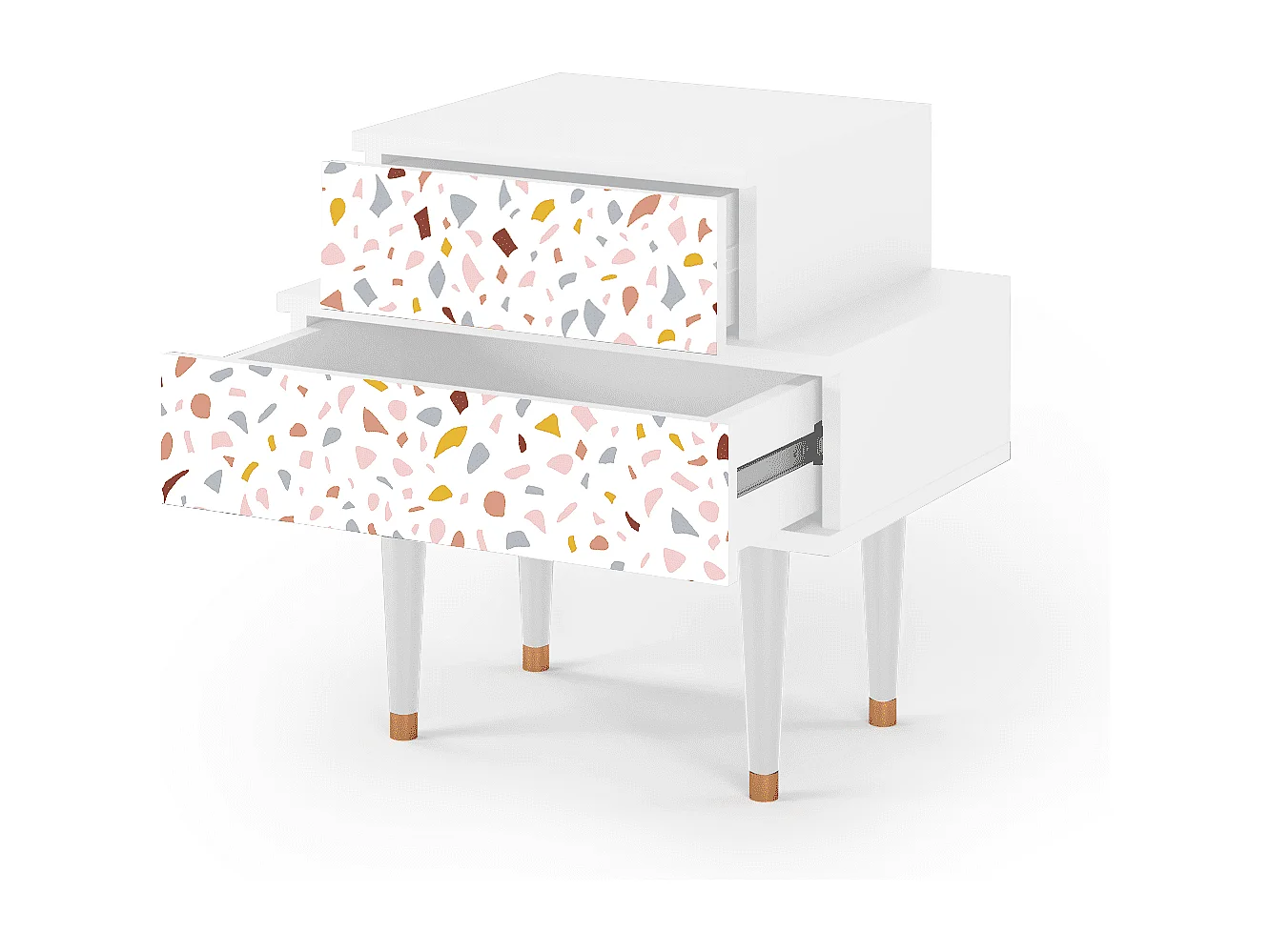 Stolik nocny - 58х58х41 cm - NS1 - Marmelade Cheese, Biały