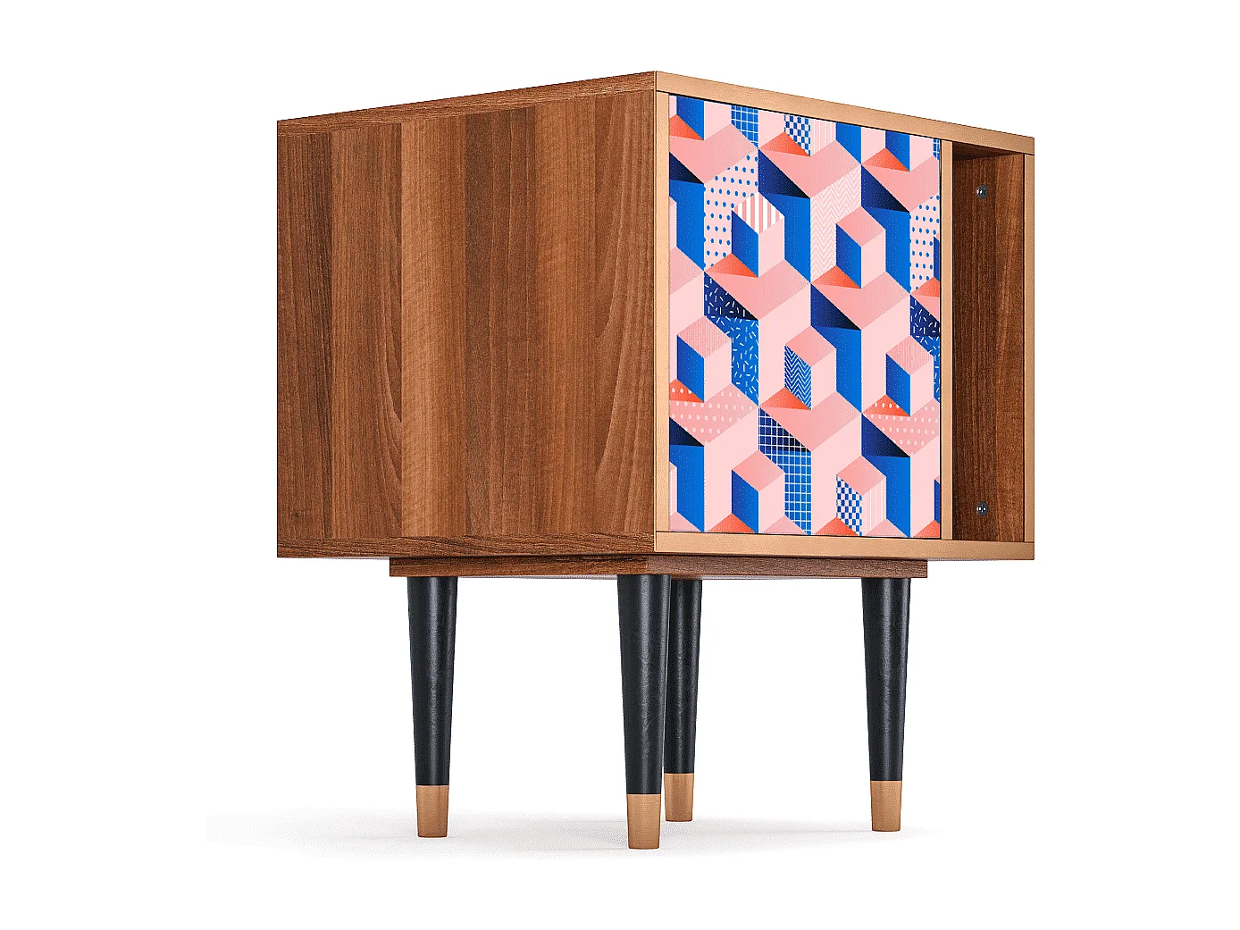 Mesita de noche - 57х69х48 cm - S2 - Pinky Squares, Nogal