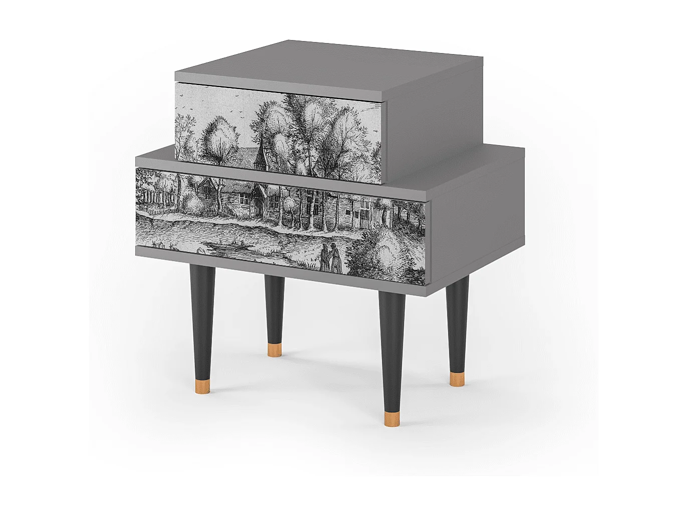 Stolik nocny - 58х58х41 cm - NS1 - A Pond, Szary